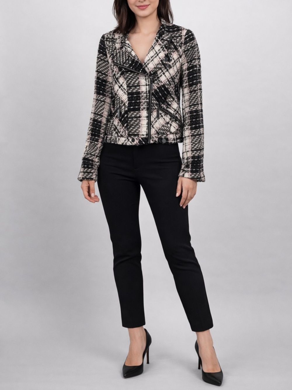 Ashley By 26 International Black and White Tweed Blazer